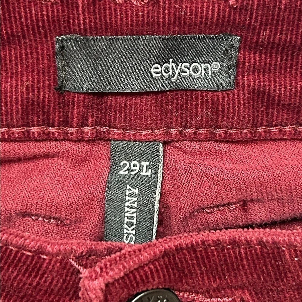 Edyson burgundy corduroy skinny fit pants size 29 long tall